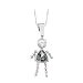 14K White Gold Cubic Zirconia Triangular Shaped Imitation Aquamarine Girl Pendant with Chain