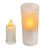Inglow CG10060WH Flameless Frosted Glass 5-Inch Tall Holder with Votive Candle, White