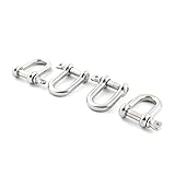 uxcell ワイヤロープ Dシャックル　ステンレススチール　シルバートーン　ワイヤロープの留め具　4個入り