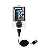 Retractable USB Cable for the Microsoft Zune Gen2 with Power Hot Sync and Charge capabilities - Gomadic Brand w/ TipExchange Technology