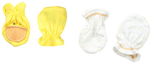 Gerber Unisex-Baby Newborn 2 Pack Mittens Duck, Yellow, 0-3 Months