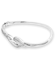 18K White Gold Leaf Cluster Setting Diamond Accents Bangle (0.61 cttw, G-H Color, VS2-SI1 Clarity)