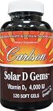 Carlson Labs Solar D Gems Natural Vitamin D3, 4000 IU, 120 Softgels