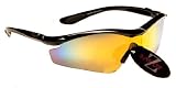 RayZor Professional Lightweight Black UV400 Sports Wrap Archery Sunglasses, With a 1 Piece Amber / Orange Iridium Revo Anti-Glare Lens.