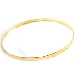 Gorgeous 24K Gold Layered GL Yellow Gold Diamond Cut Bangle Bracelet ~ YOU CHOOSE SIZE (BNB73)