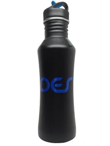 Desboto Stainless Steel Water Bottle with Flip Cap, and Detachable Straw - Lightweight - Single Wall - BPA Free - Black Matte Body - 24 Oz