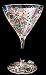 Regal Poinsettia Design - Hand Painted - Martini - 7.5 oz.