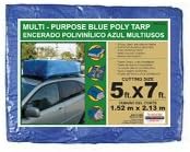 MEDIUM SIZED BLUE 5 x 7 FOOT POLY RAIN COVER TARP