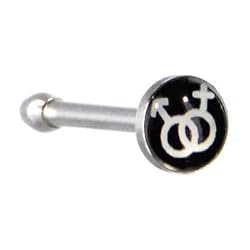 Surgical Steel Black and White Male and Female Logo Nose Ring