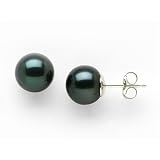 Tahitian Black Pearl Earrings in 14K White Gold