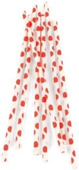 50 PACK: RediGreen Red Circles on White Biodegradable Paper Straws