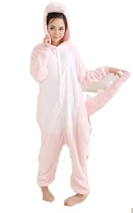Qiyun Pink Dinosaur Plush Animal Anime Cosplay Costume Sleepwear Pajamas L