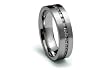Stainless Steel Ring Satin Flat Center with CZ Eternity Band 6mm
