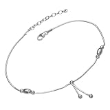 VINANI German 925 Sterling Silver Anklet with two Balls on Chains 8.9
