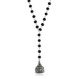 Ettika Silver Colored Buddha Wooden Black Rosary Ne