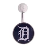 Detroit Tigers 316L Stainless Steel Belly Ring - 14G - 3/8 Inch Bar Length - Sold Individually