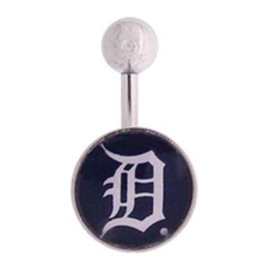 Detroit Tigers 316L Stainless Steel Belly Ring - 14G - 3/8 Inch Bar Length - Sold Individually