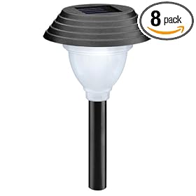 Malibu 8 Pack Solar Plastic Walk Light with White LED, Black LZ705W8
