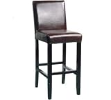 A BRAND NEW PAIR OF BROWN FAUX LEATHER WOODEN  BAR CHAIR STOOLS
