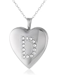 Momento Lockets Silver Swarovski Crystal Initial D Locket Necklace, 18"