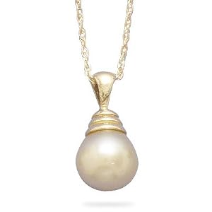 18" 14K Yellow Gold Necklace and Pendant Featuring a 10mm Cultured South Sea Pearl
