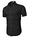 H2H Men's Wrinkle Free Slim Fit Button-down Short Sleeve Shirt