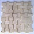 4x4 Sample of Crema Marfil Marble Basketweave Mosaic Tile with Honey Onyx Dot
