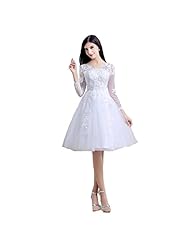 Cocktail Short Lace Sheer 3/4 Sleeves Tulle Evening Dress/Homecoming Dress/Bridesmaid Dress/Prom Dress/Party Dress/Wedding Dress 