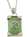Sterling Silver Genuine Green Jade Chinese Peace Pendant