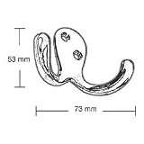 Buy 53 x 73mm Solid Brass Double Wardrobe Hook - Brass by Richelieu