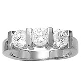 18K White Gold Three-Stone Diamond Ring