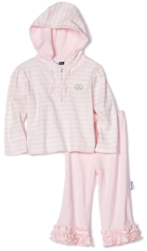 Vitamins Baby-Girls Infant 2-Piece Hooded Stripe Pant Set, Pink, 18 Months