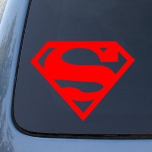  SUPERMAN LARGE 8" RED - Super Man "S" - Vinyl Car Decal Sticker