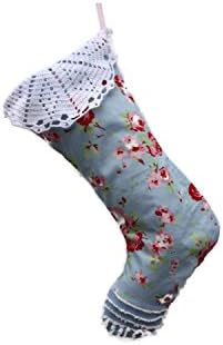 Chenille Christmas Stocking Holiday Decoration with Crochet Trim