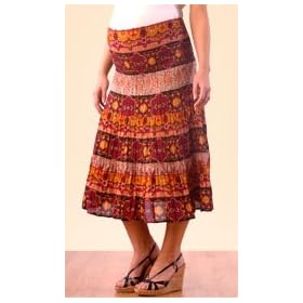 A Pea in the Pod: smock waist midcalf length smocked waist printed fabric maternity skirt