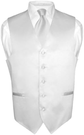 Men's Dress Vest NeckTie SILVER GRAY Neck Tie Set for Suit or Tuxedo