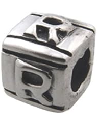 Zable(tm) Sterling Silver Block R-Letter Bead / Charm