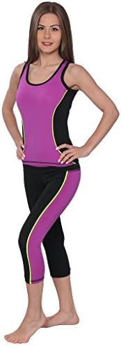Designed For You Women's performance active black capri leggings set SYC03 Purple S