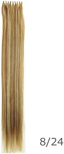 24 Inch I-Tip (Stick Tip) Cold Fusion Hair Extensions, 25 pcs Remy Human Hair Extensions (PIANO BLEND LIGHT CHESTNUT BROWN/GOLDEN BLONDE #P8/24) by Clenna USA