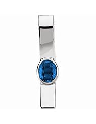 14K White Gold Oval Cut Chatham Created Sapphire Pendant -- LIFETIME WARRANTY