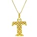 Sterling Silver & 18K Gold Overlay Big 'T' Pendant w/ Box Chain 18