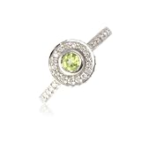 0.50cttw Natural White Diamond (SI Clarity, GH Color) & Peridot Ring in 14K White Gold.