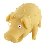 Yellow Soft Rubber Squeeze Bristle Sound Pig Toy w Sound Effect
