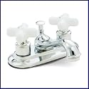 Chrome Bathroom Lavatory Faucet with Porcelain Cross Handles