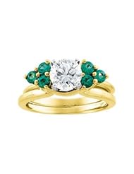 CleverEves 14K Yellow Gold 2.80mm Bridal Enhancer Genuine Emerald