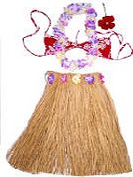 Hawaiian Hula Grass Skirt Set Toddler Size Natural