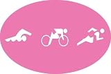 Pink Triathlon Figures Oval Decal