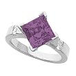 14K White Gold Amethyst and Diamond Ring