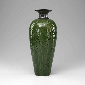 Cyan Lighting 02349 Large Silvana Vase, Jade and Gunmetal Finish