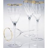 AMBIANCE WINE GLASSES - GOLD RIM 8 OUNCE WINE GLASSES, AMBIANCE COLLECTION (SET OF 4)